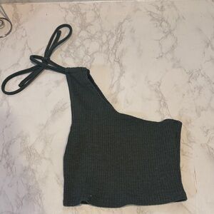 Aerie green Ribbed One-Shoulder Tank Top